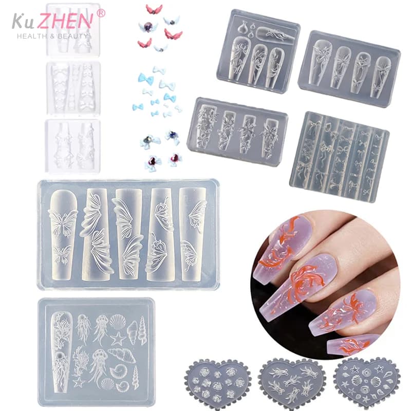Mini stampo in silicone 3D farfalla fiore decorazioni per unghie unghie design fai da te fiore conchiglia stampo per unghie piastra per timbratura stampo per manicure