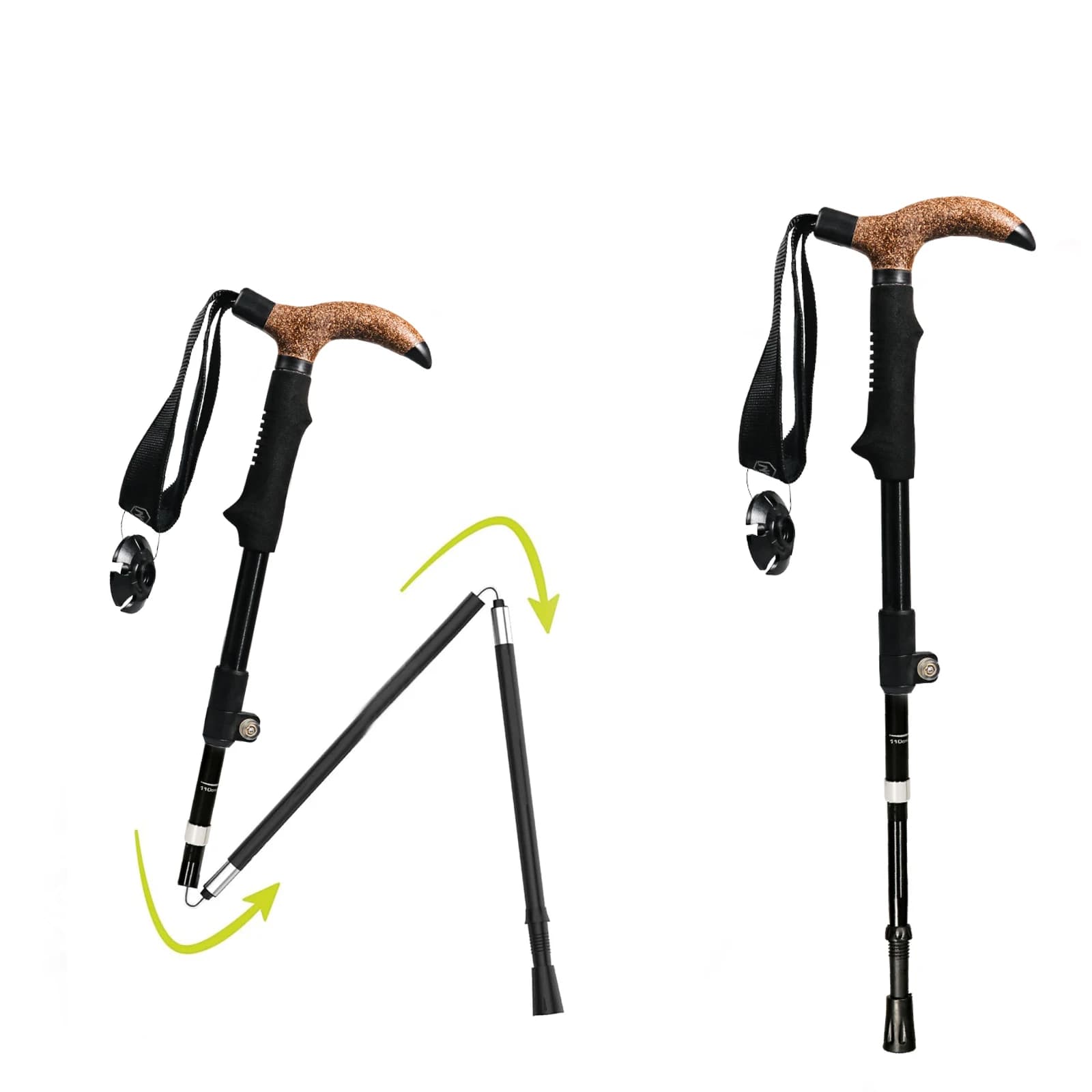 1Pcs T-handle Trekking Poles 3 Section Portable Outdoor Foldable Telescopic Aluminum Alloy Walking Sticks For Hiking Climbing