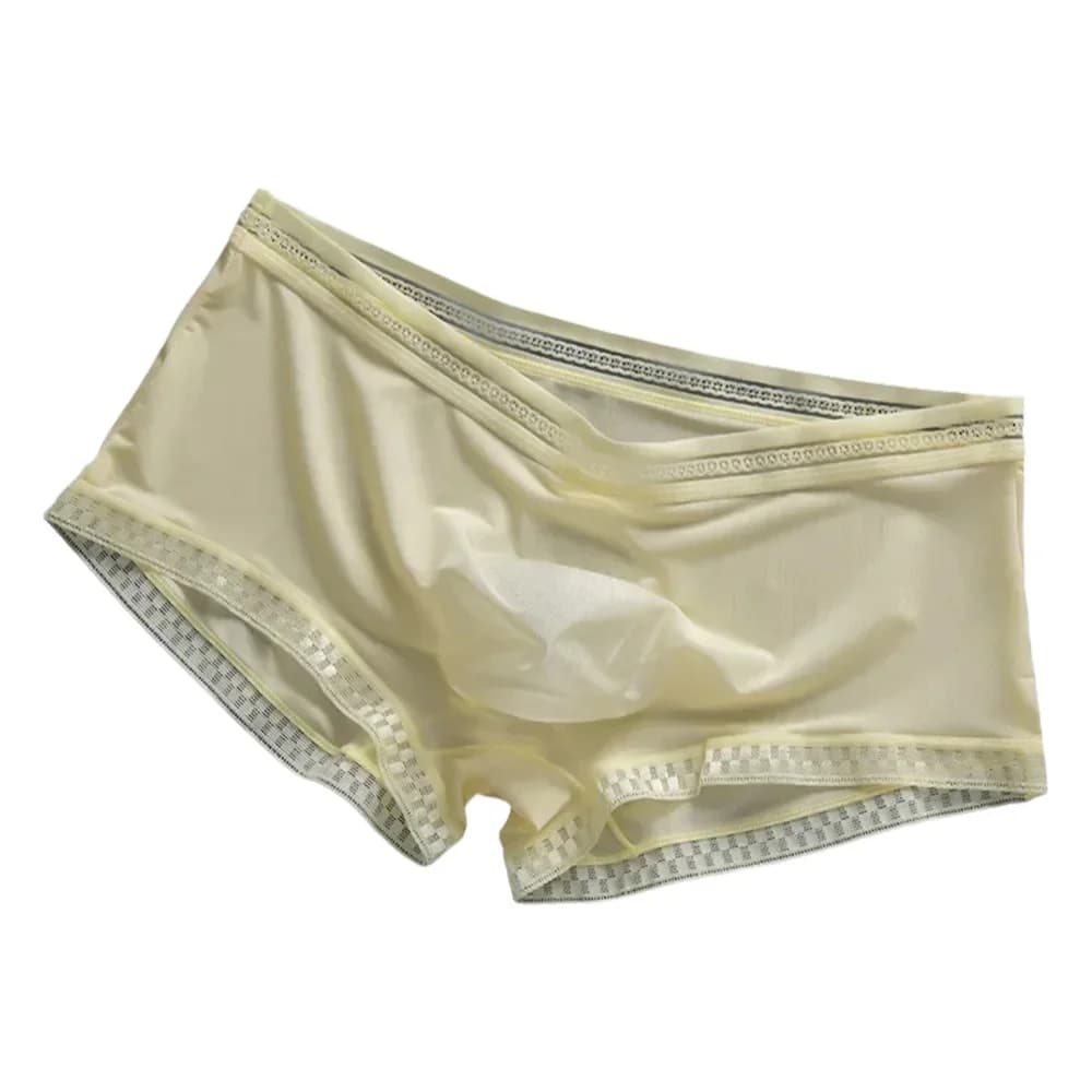 Boxer da uomo Mutandine Intimo di seta di ghiaccio Boxer fresco estivo Traspirante Custodia 3D Freccia Pantaloncini Moda Mutande trasparenti Maschile