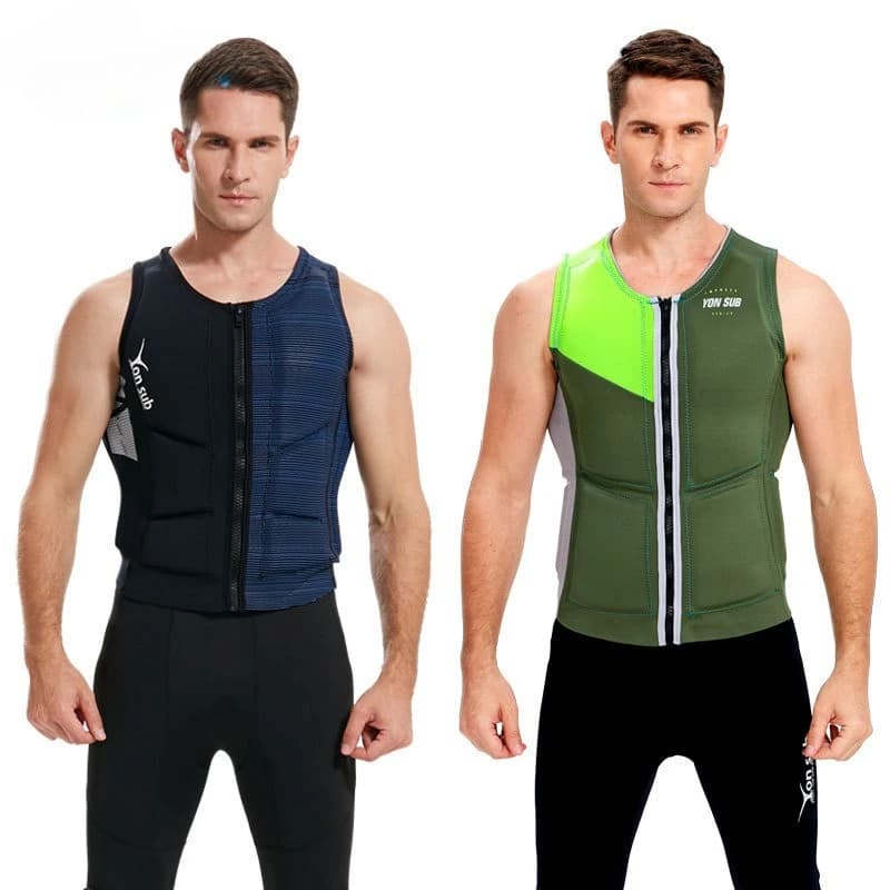 Black High Buoyancy Life Jacket for Water Sports, Impact Vest for Surfing Jet Ski & Skiing,High Elastic Soft Comfortable Durable