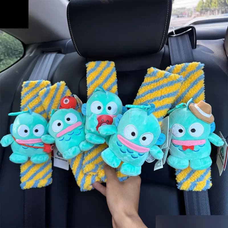 Anime Hangyodon Car Seat Belt Cover Sanrio Car Shoulder Protector Cartoon Four Seasons Universal Car Interior Accessories Gift