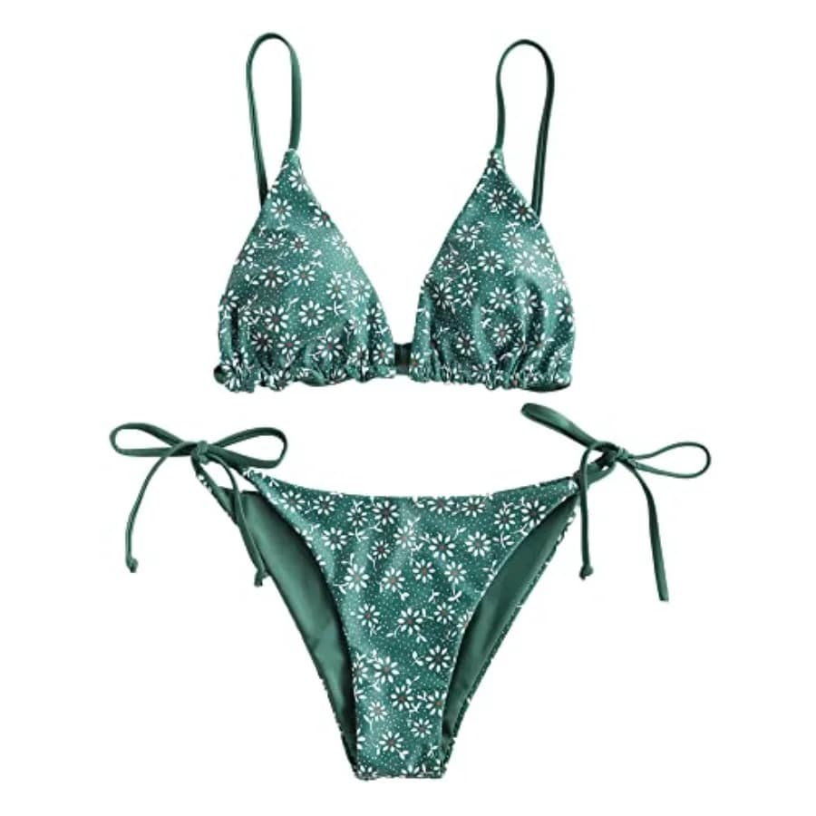 ZAFUL Women's Triangle Bikini Floral String Bikini Set Two Pcs Swimsuit Bathing Suits