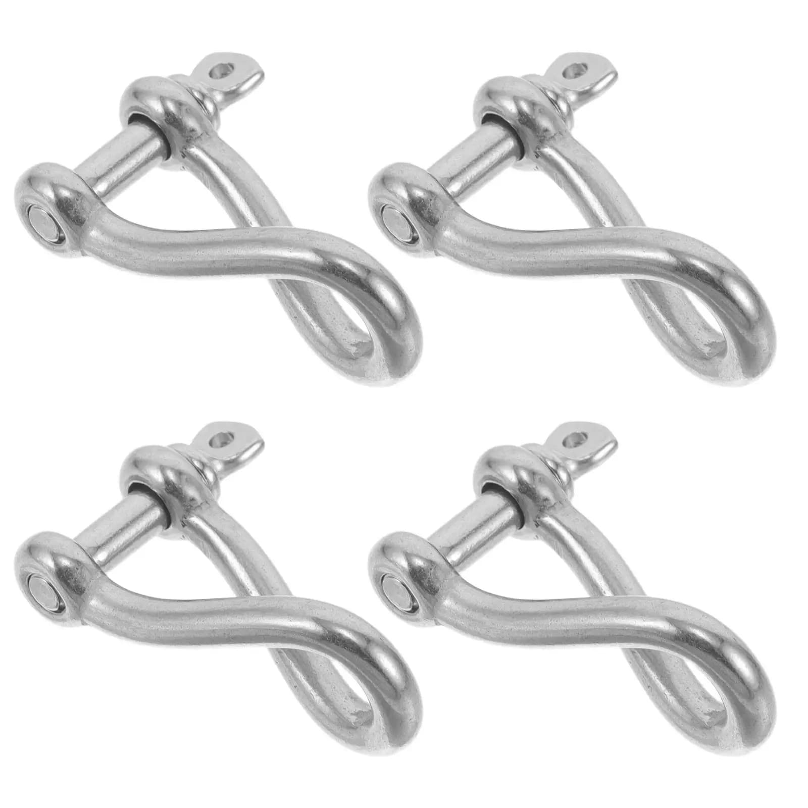 4Pcs Marine Twisted Clevis Shackle Heavy Duty Screw Pin Anchor Shackle Stainless Steel Rigging Hardware for Boat Lifting Dock