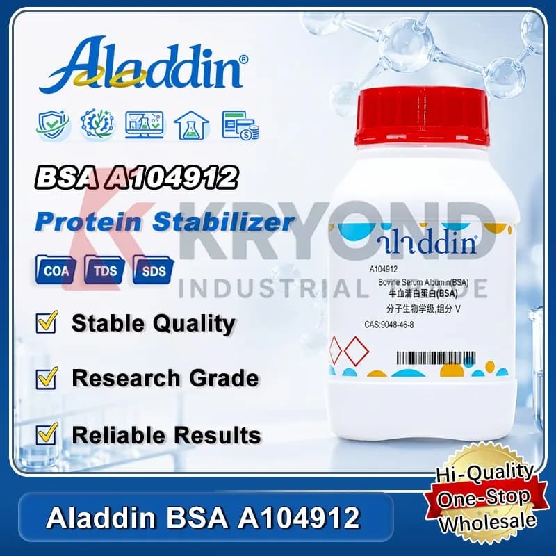 Aladdin A104912 BSA Reagente Biochimico di Laboratorio ad Alta Purezza CAS 9048-46-8 per Analisi e Ricerca Proteica, Polvere di Grado Laboratorio