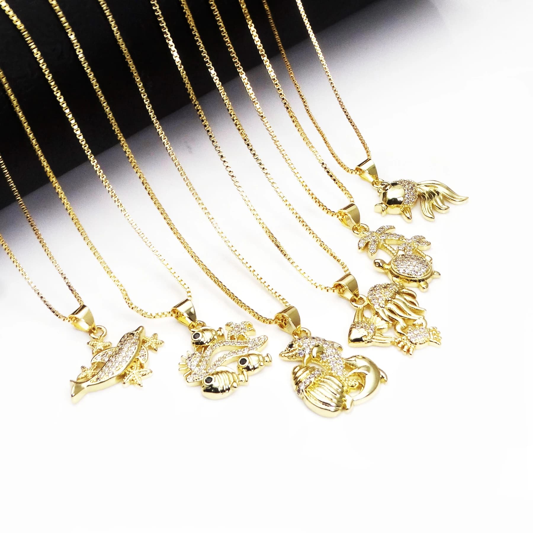 Micro Zircon Shark Pendant necklace Marine Products pendant Goldfish Pendant necklace copper chain jewelry necklace