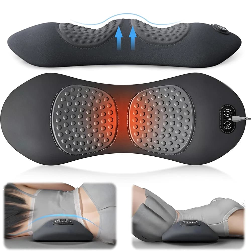 Electric Bearing for Lombare 3-in-1 Support, Back Massage with Heat, Vibration and Extension, Memory Foam for Vertebral Column Relief, USB Type-C, for Home and Office