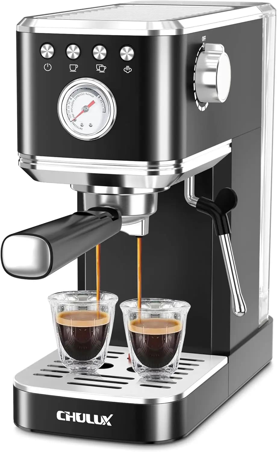 Macchina per Espresso Compatta con Montalatte, Pompa Professionale da 20 Bar per Cappuccino e Latte Domestico, in Acciaio Inossidabile