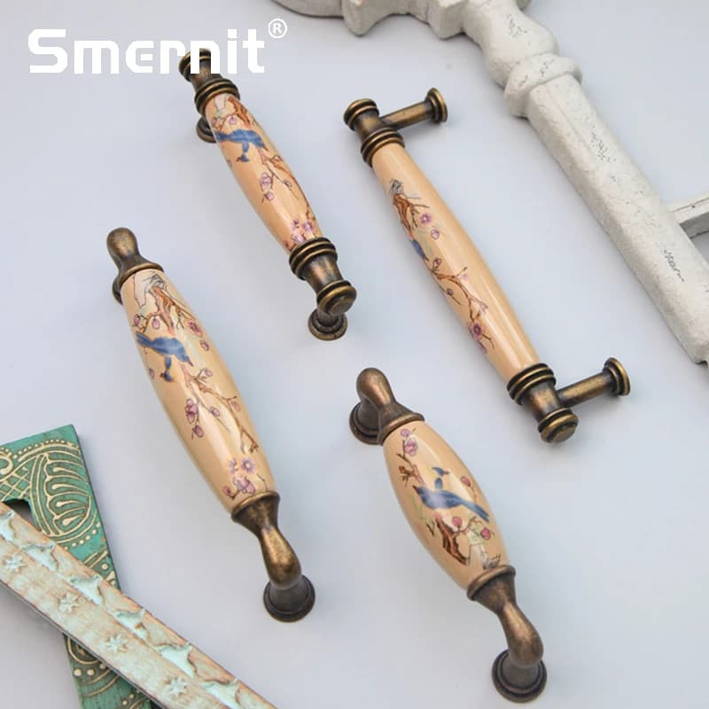 Maniglie per armadietti per uccelli Vinrtage per armadio da cucina maniglia per porta in ceramica Vintage maniglie e pomelli per mobili maniglie per cassetti