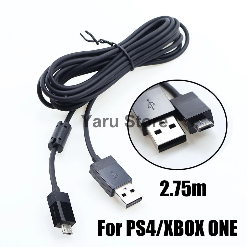 Yaru Store Charging Data Cable For PS4/XBOX ONE Handle Controller USB Charger Cable Power Line Games Accessories 2.75m