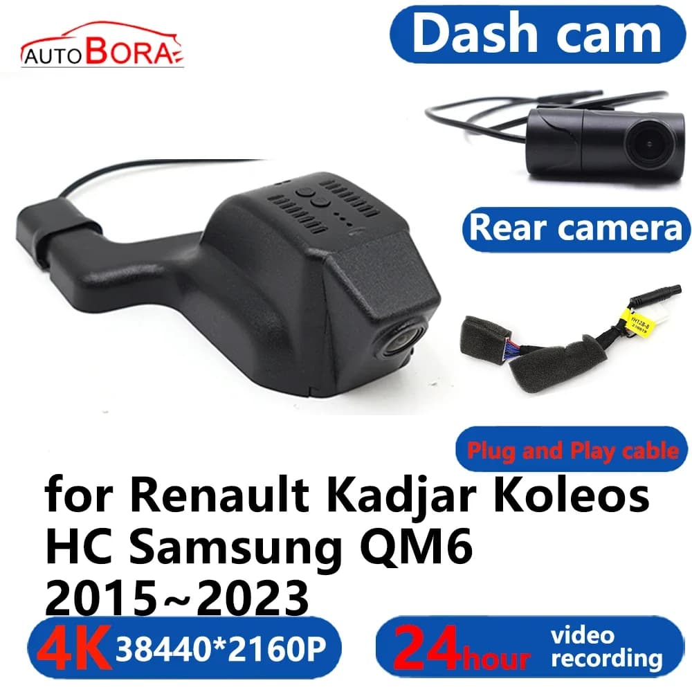 AutoBora 4K Wifi 3840*2160 Car DVR Dash Cam Camera 24H Video Monitor for Renault Kadjar Koleos HC Samsung QM6 2015 ~ 2023