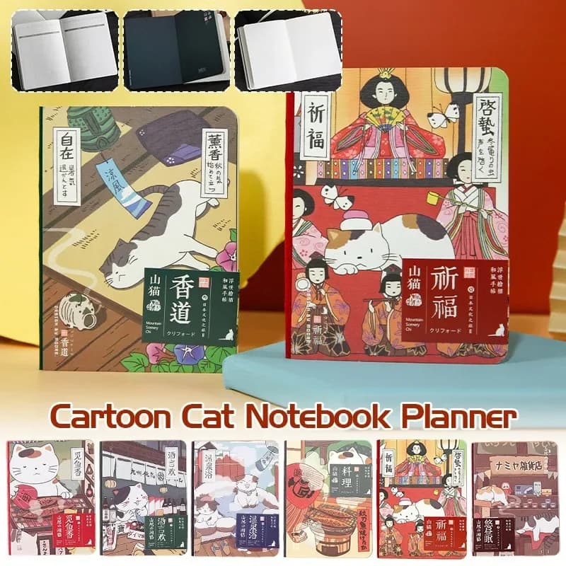 224 pagine Cartoon Copertina rigida Notebook Planner Diario di carta Agenda annuale mensile Blocco note Studente Pianificazione Notebook di cancelleria Nuovo