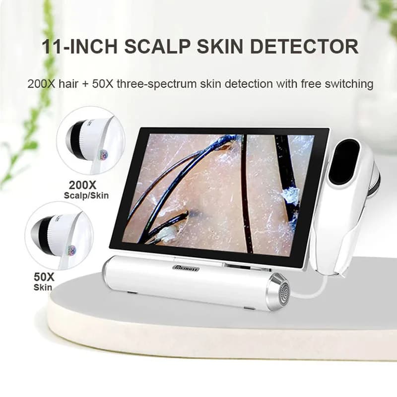 11 Inch HD Scalp Detector Microscope for Hair Follicle Testing and Skin Analysis Magnifier 50/200X Digital Hair Skin Analyzer