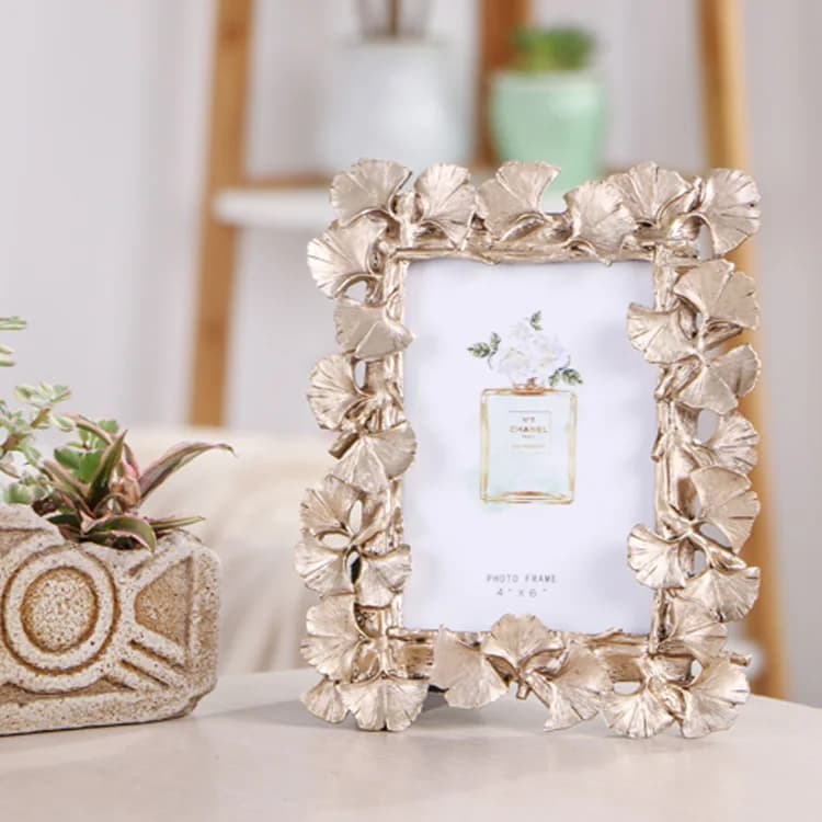 Creative Retro Golden Picture Frame American Ginkgo Leaf Suitable for Decorative Painting 4 Inch 6 Inch Photo Frame