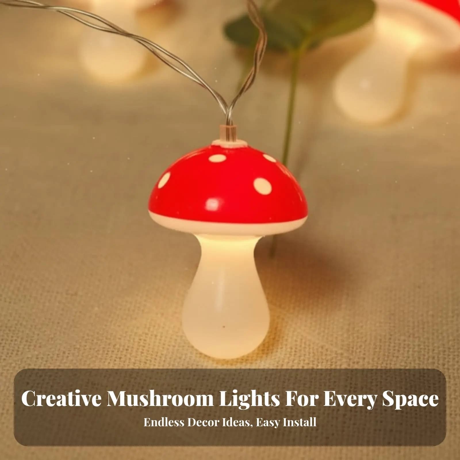 Luci LED a Forma di Fungo, Luce Calda Crema, per Natale, Camera da Letto, Decorazione Interna