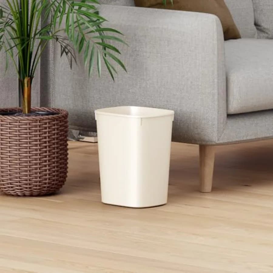 Bathroom Trash Can with Lid, 10L/2.6 Gal Small Garbage Can with Press Top Lid, Slim Plastic Waste Basket for Toilet, Office, Be