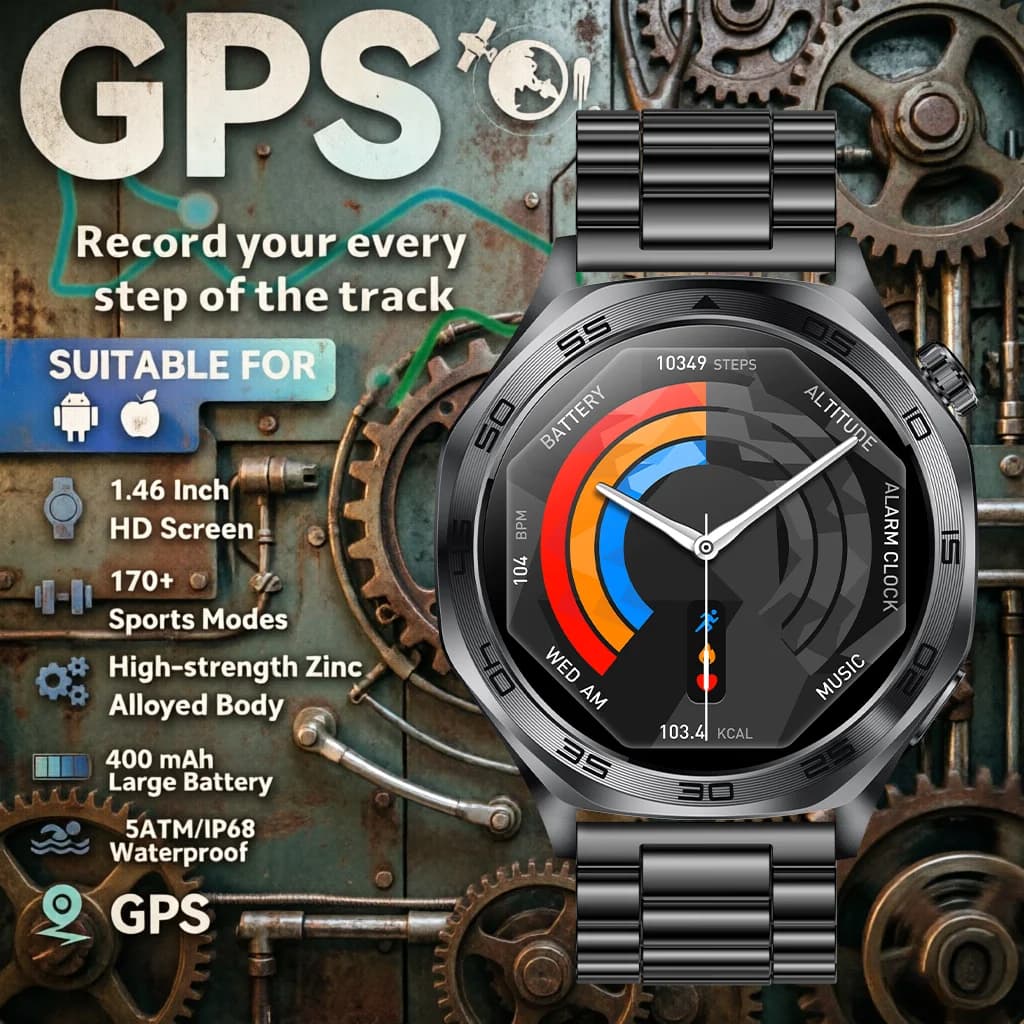 Nuovo Smartwatch Militare GPS 2026, Impermeabile, Schermo HD, Modalità Sportive, Tracker, Cardiofrequenzimetro, Chiamate Bluetooth HD, Orologio Sportivo Intelligente per Uomo