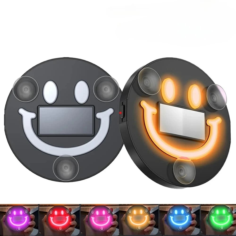 KEBIDUMEI Luce Ambientale Solare a Forma di Sorriso 300mAh, Luce al Neon per Decorazione Auto, Luci Atmosfera per Lunotto Posteriore, Accessori Auto