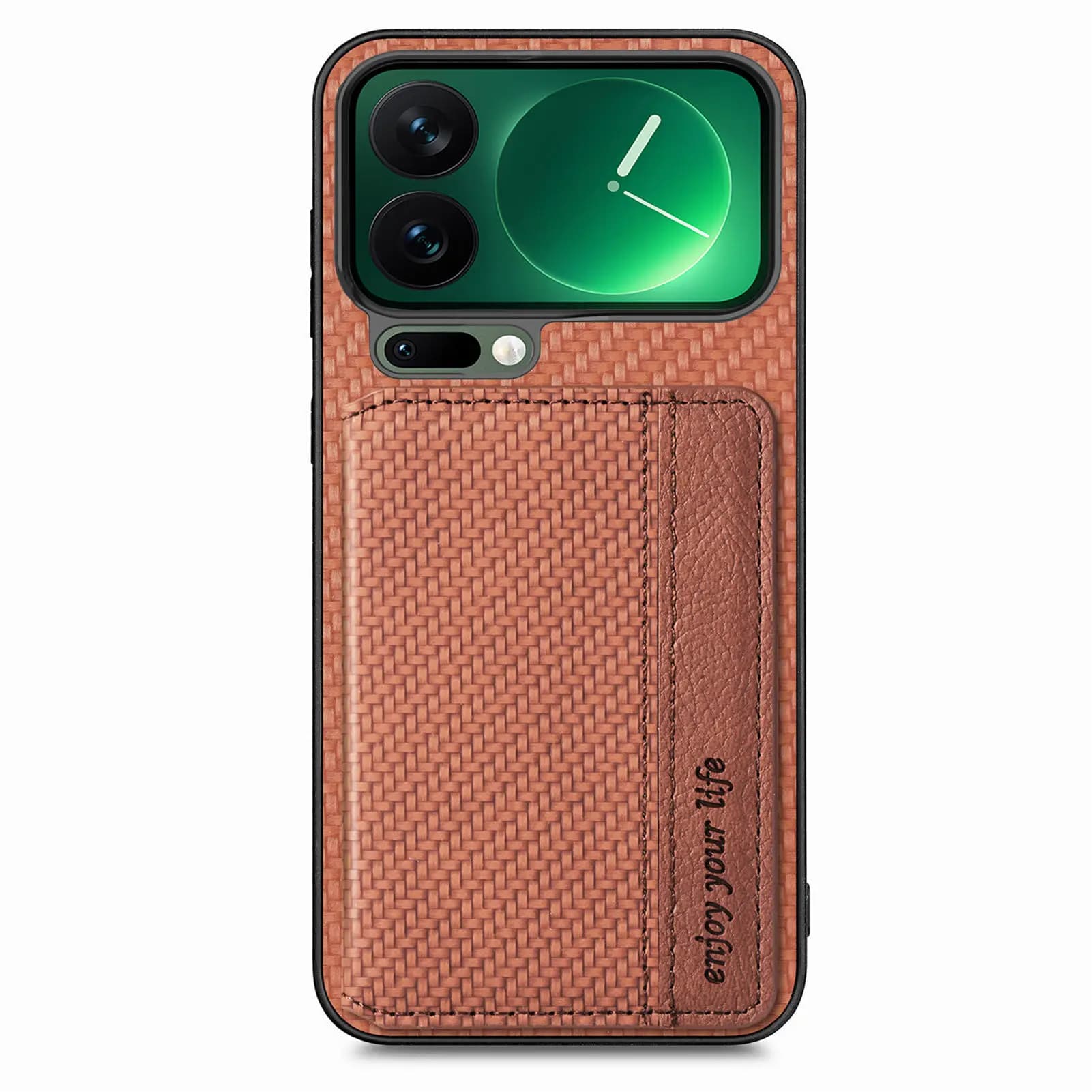 Wallet phone case with carbon fiber pattern for Xiaomi 17 Pro Max 17Pro 15T Anti-shock pocket stand case