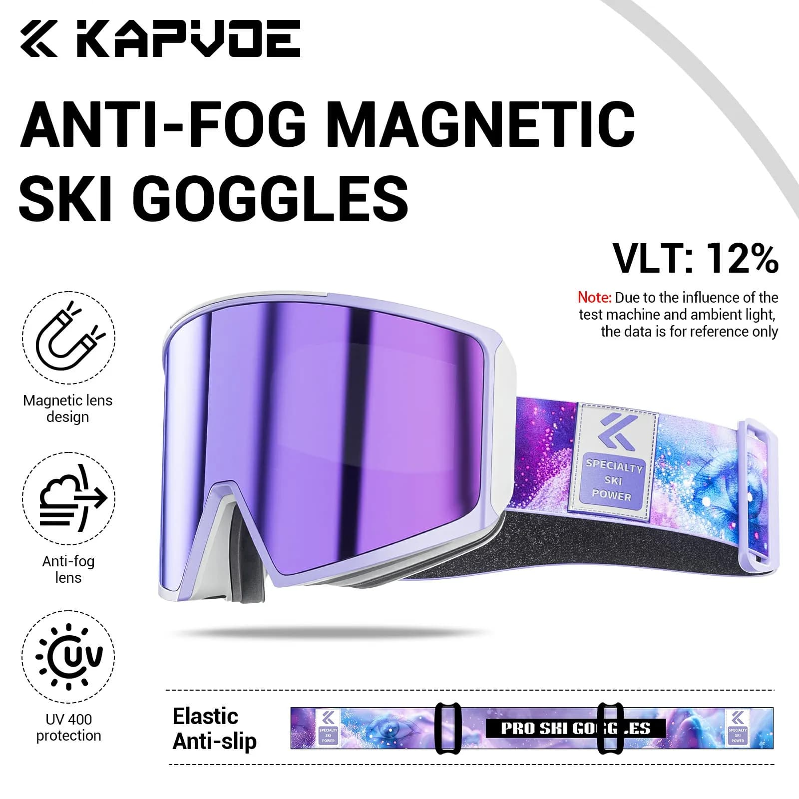 KAPVOE Nuovo Sci Snowboard Maschera Occhiali Uomo Donna Protezione UV400 Occhiali da neve Attrazione magnetica Anti-Fog Occhiali da sci Per adulti