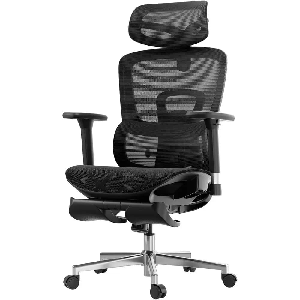 Sedia ergonomica in rete con schienale alto con braccioli 3D, supporto lombare regolabile, adatta per grandi e alte, scrivania nera per ufficio domestico