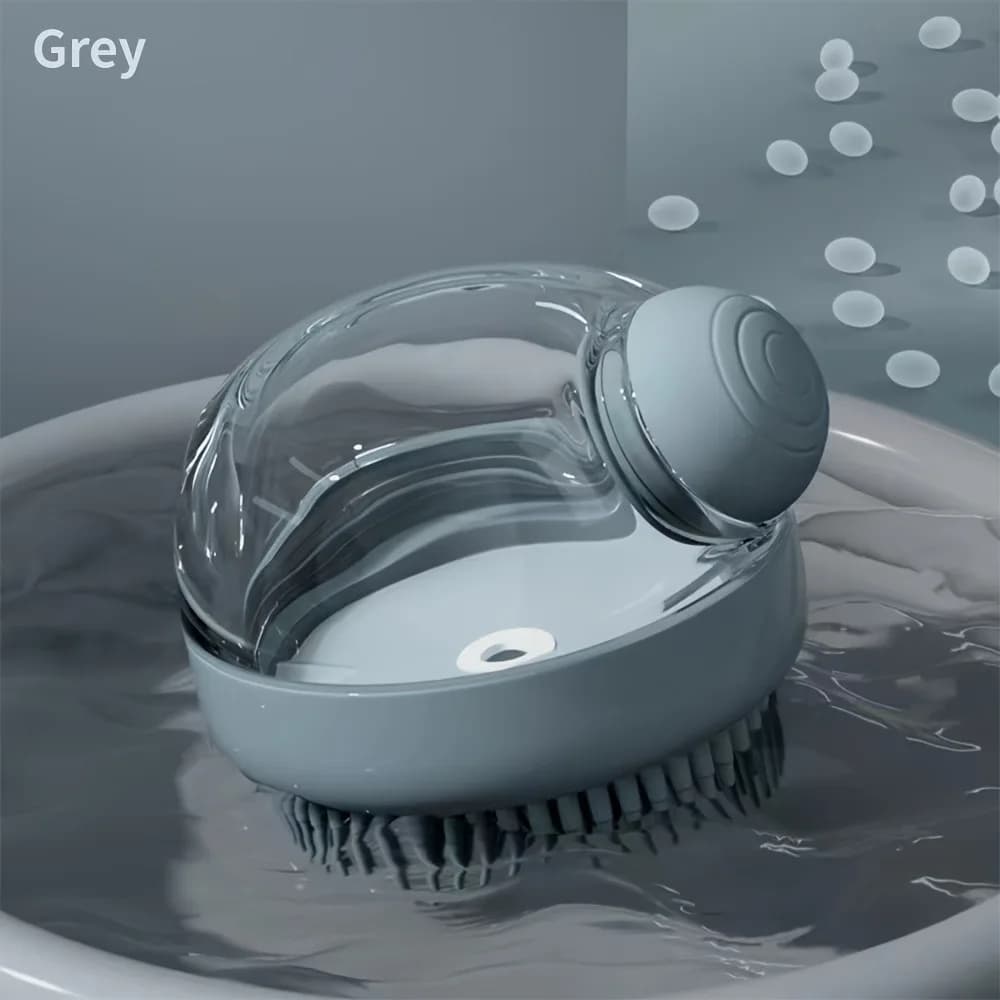 Spazzola per il Bagno del Cane con Setole in Silicone, Dispenser di Sapone, Funzione Massaggio, Spazzola per la Toelettatura degli Animali Domestici, Corpo in Plastica, Spazzola per Shampoo, Spazzola per il Lavaggio del Cane