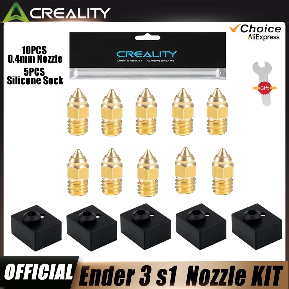 Creality 5 pezzi Ender 3 S1/Ender 3 S1 Pro Calzino in silicone 10 pezzi ugello, per Ender 3 S1/S1 Pro/S1 Plus, CR-10 Smart Pro, stampante 3D