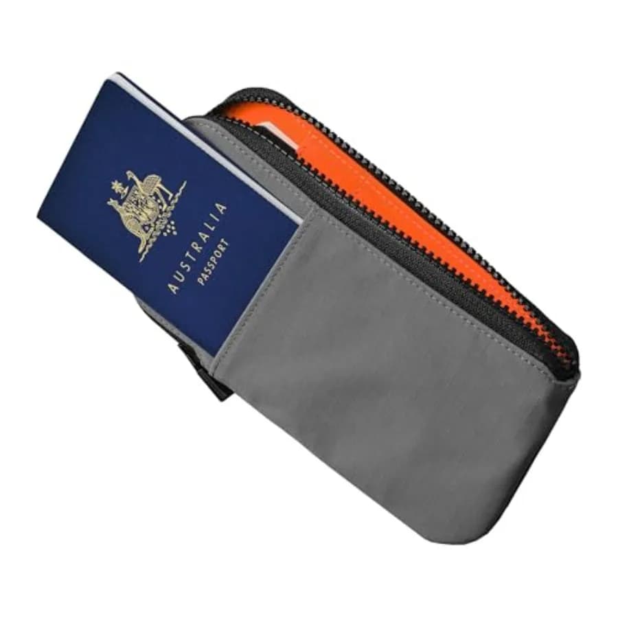 Portafoglio da viaggio con cerniera Axoflux 210D - Porta passaporto RFID, Portafoglio da viaggio con cerniera autobloccante, Materiale resistente agli strappi, 4 tasche e
