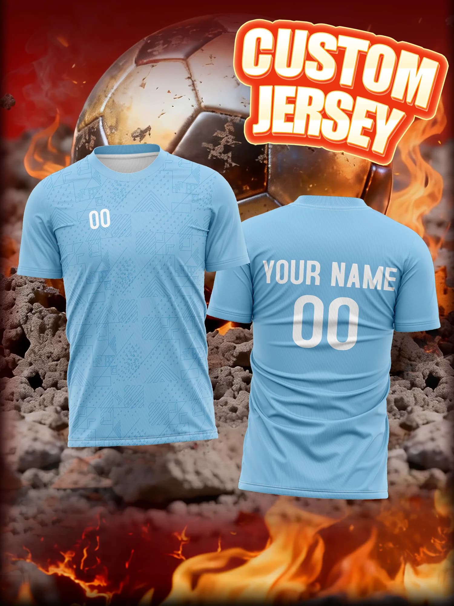 Maglia da Calcio Personalizzata con Immagine, Numero e Nome, Stampa Digitale Sicura, Motivo Calcistico Non Nocivo