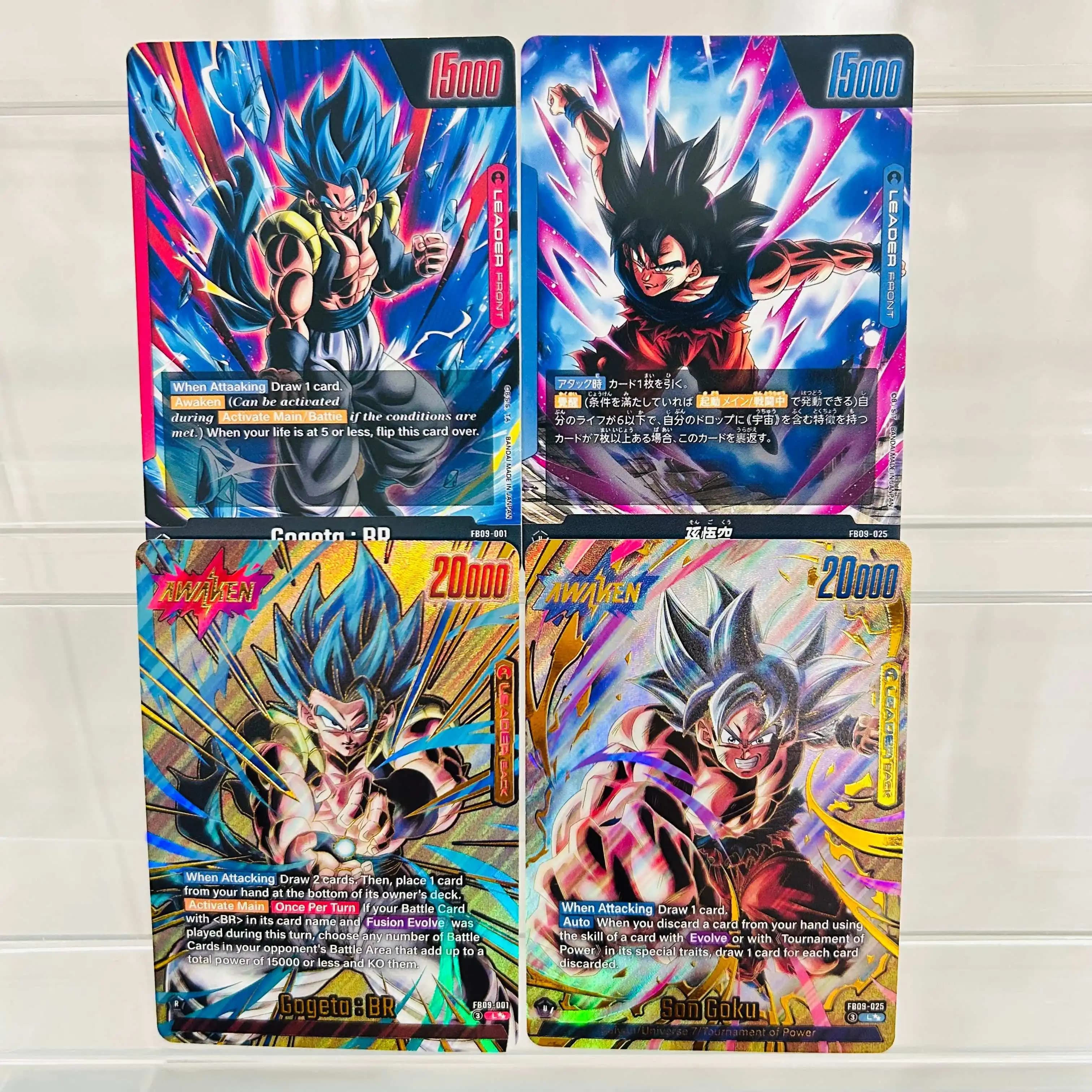 Dragon Ball 2pcs Double-Sided Cards(Gogeta: BR & Son Goku)with Gold Foil & Holographic Texture,DIY Perfect Anime Collection Card