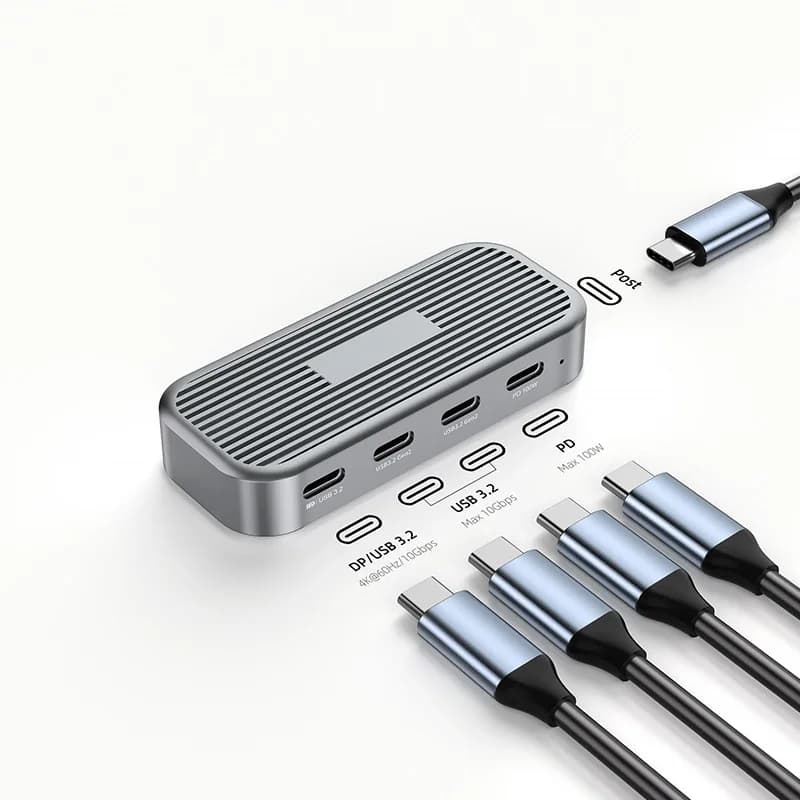 Docking station USB C Abs 4 in 1 da 100 W PD 3.0 a ricarica rapida con porta di visualizzazione USB 3.2 di tipo c da 10 Gbps HUB desktop portatile