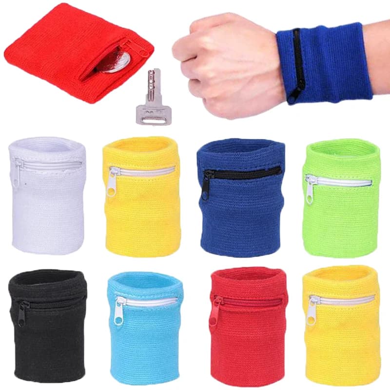 Fascia da polso sportiva con tasca con cerniera, borsa da braccio sportiva per corsa, custodia per MP3, chiavi e carte, fascia da polso per basket, borse da polso.