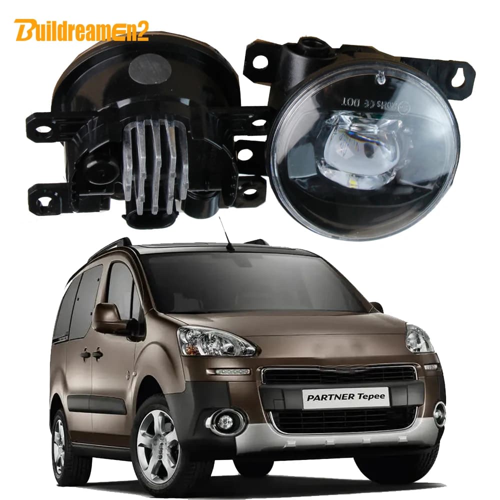 2 pcs 30W 8000LM Canbus LED fog lens for Peugeot Partner Tepee 2012-2022 front bumper auto adjustable fendinebbia