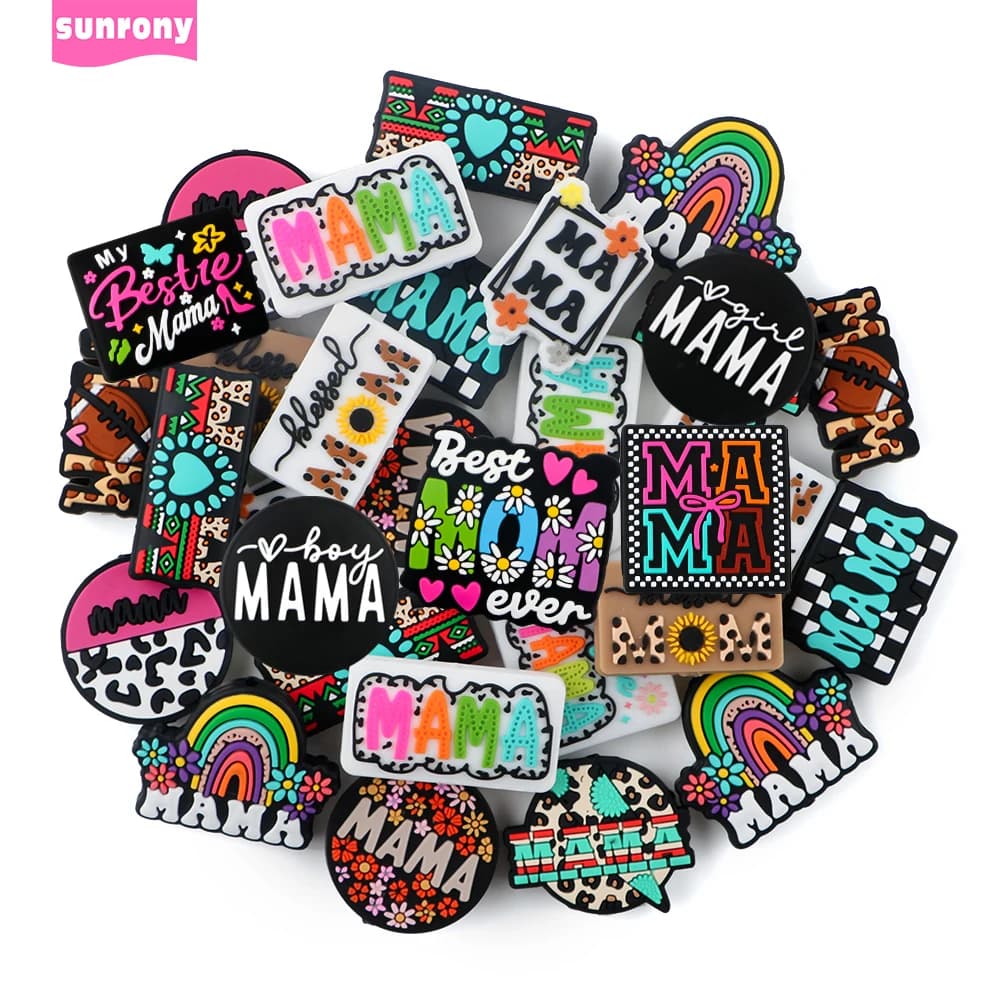 Sunrony 5/10 Pz Nuove Perline Focali In Silicone Serie Love Mom Perline Per Creazione di Gioielli FAI DA TE Portachiavi Penna Collana Bracciale Accessori