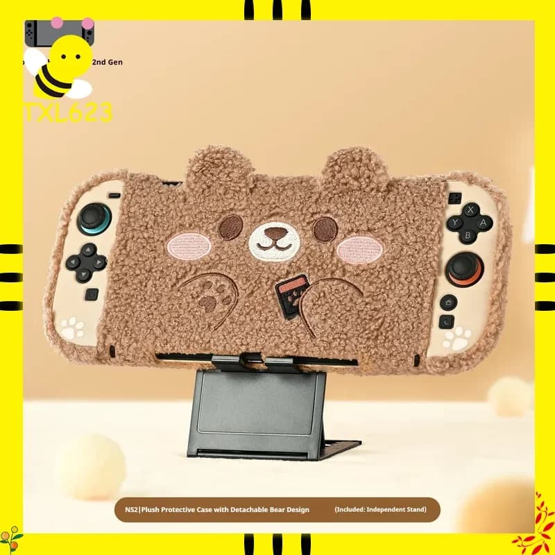 GEEKSHARE NS2 Switch 2 Plush-Style Protective Case Kit Teddy Bear Series Detachable Dustproof And Shockproof Gaming Accessory