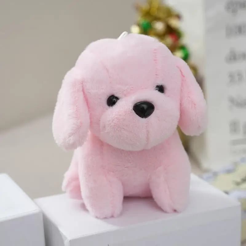 Circa 12 cm Kawaii Cartoon Cucciolo seduto Ciondolo in peluche Bella bambola di pezza Portachiavi Cane Peluche Borsa Fascino Regali per bambini