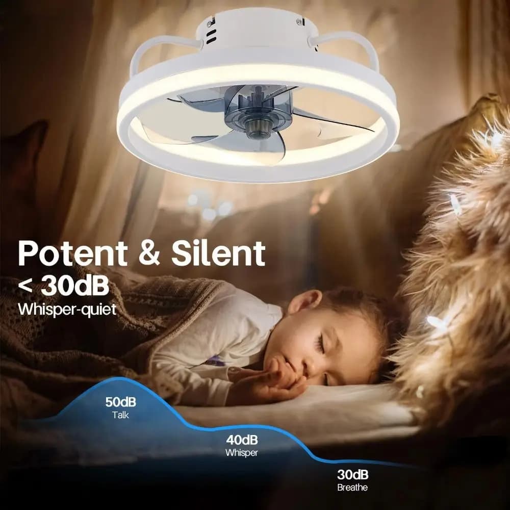 Ventilatore da Soffitto LED Regolabile Bidirezionale 55W, 2 in 1, Intelligente, a Risparmio Energetico, con Dimmerazione Continua e Lampada LED