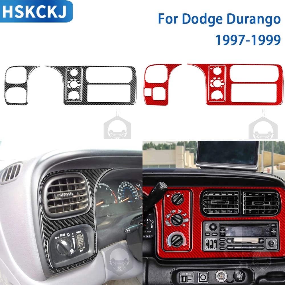 Per Dodge Durango 1997 1998 1999 Accessori in fibra di carbonio Interni auto Console centrale Interruttore fari Pannello rivestimento adesivo