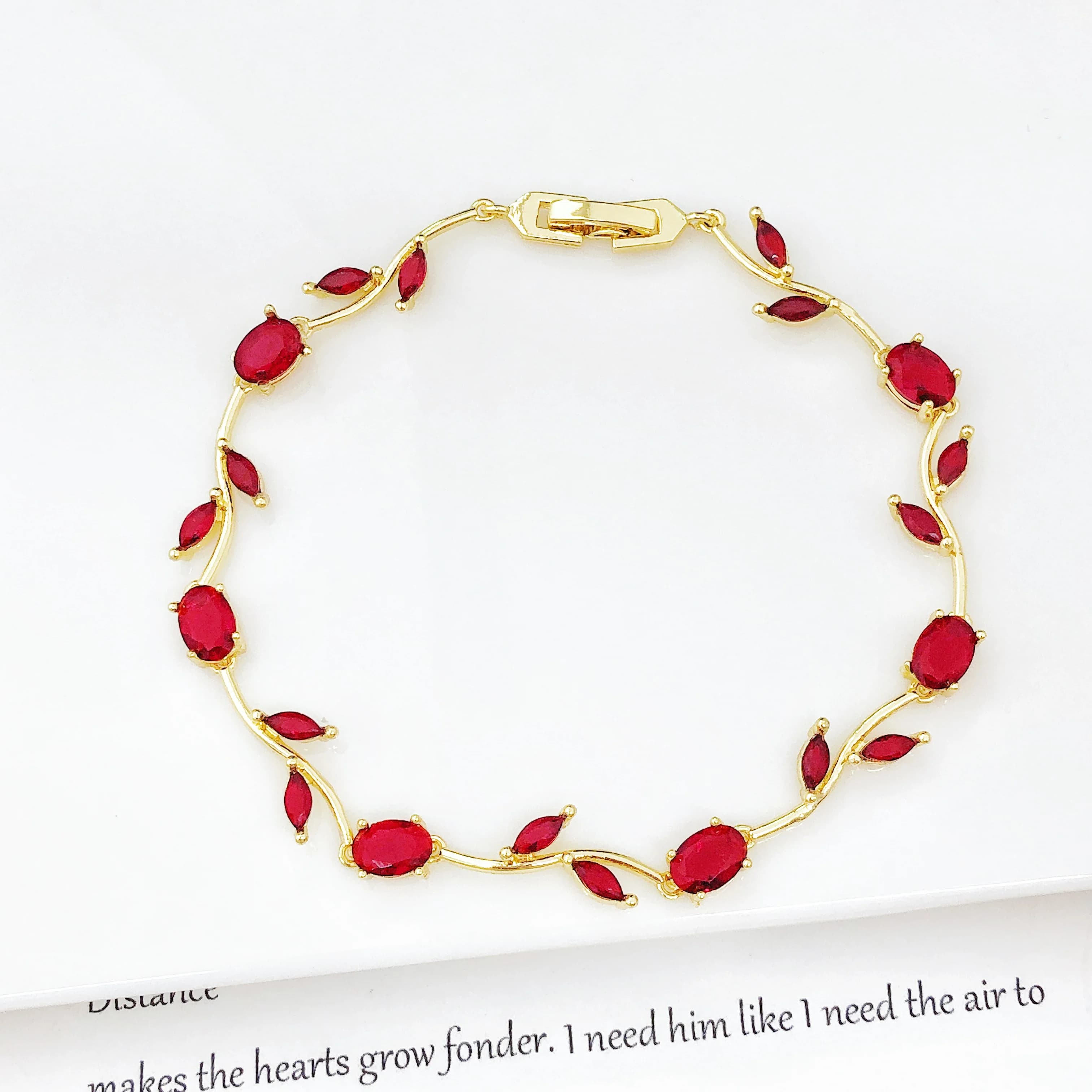 High Quality Sparkling Rhinestone Crystal Leaf Vine Flower Bracelet Luxury for Women Girl Party Wedding Gold-Plated Jewelry Gift