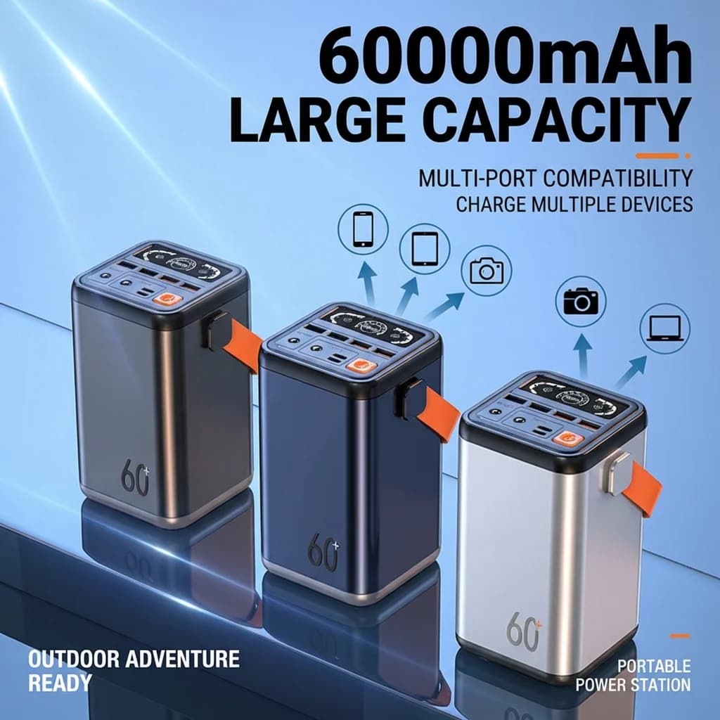 45W Fast Charging Power Bank 60000mAh High Capacity USB C External Spare Battery Portable Charger for iPhone Samsung Xiaomi