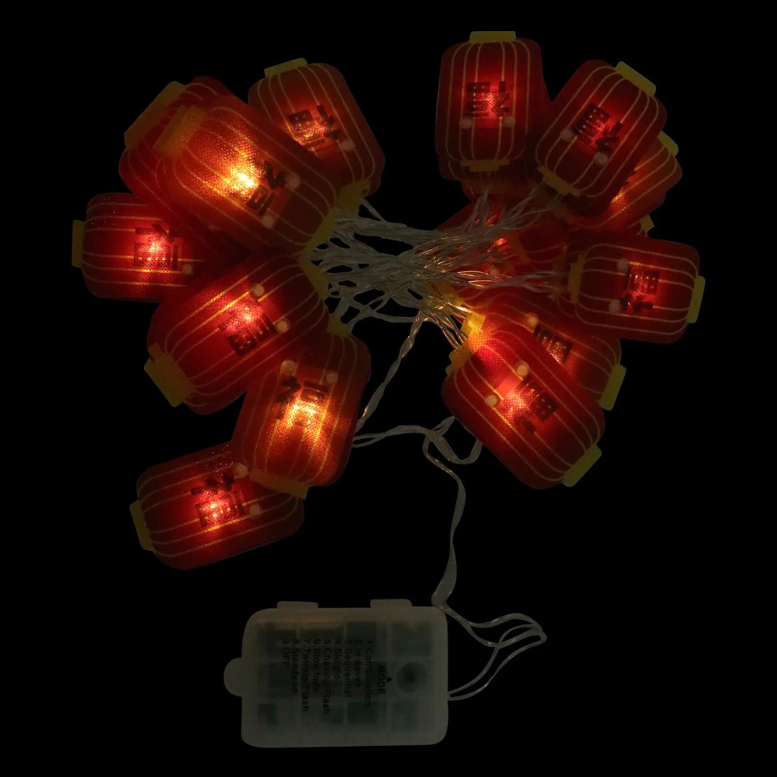 1pc Led 2021 Stringa luminosa rossa per decorazioni del Festival di Primavera, lanterna impermeabile alimentata a batteria, stringa luminosa da giardino