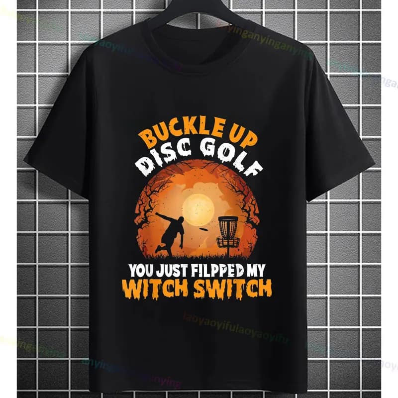 T-shirt grafica da golf con disco con fibbia divertente “You Just Filpped My Witch Switch” Slogan Maglietta sportiva casual a maniche corte in cotone 100%.