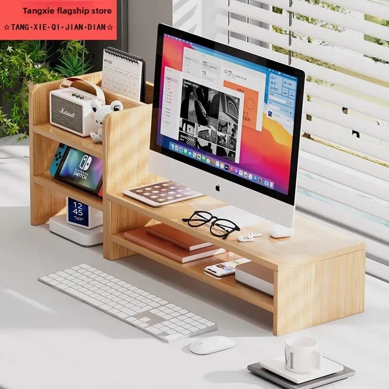 Supporto Monitor da Scrivania Rialzato, Base Organizzatore per Schermo con Spazio di Archiviazione, Accessori da Ufficio per Tutti
