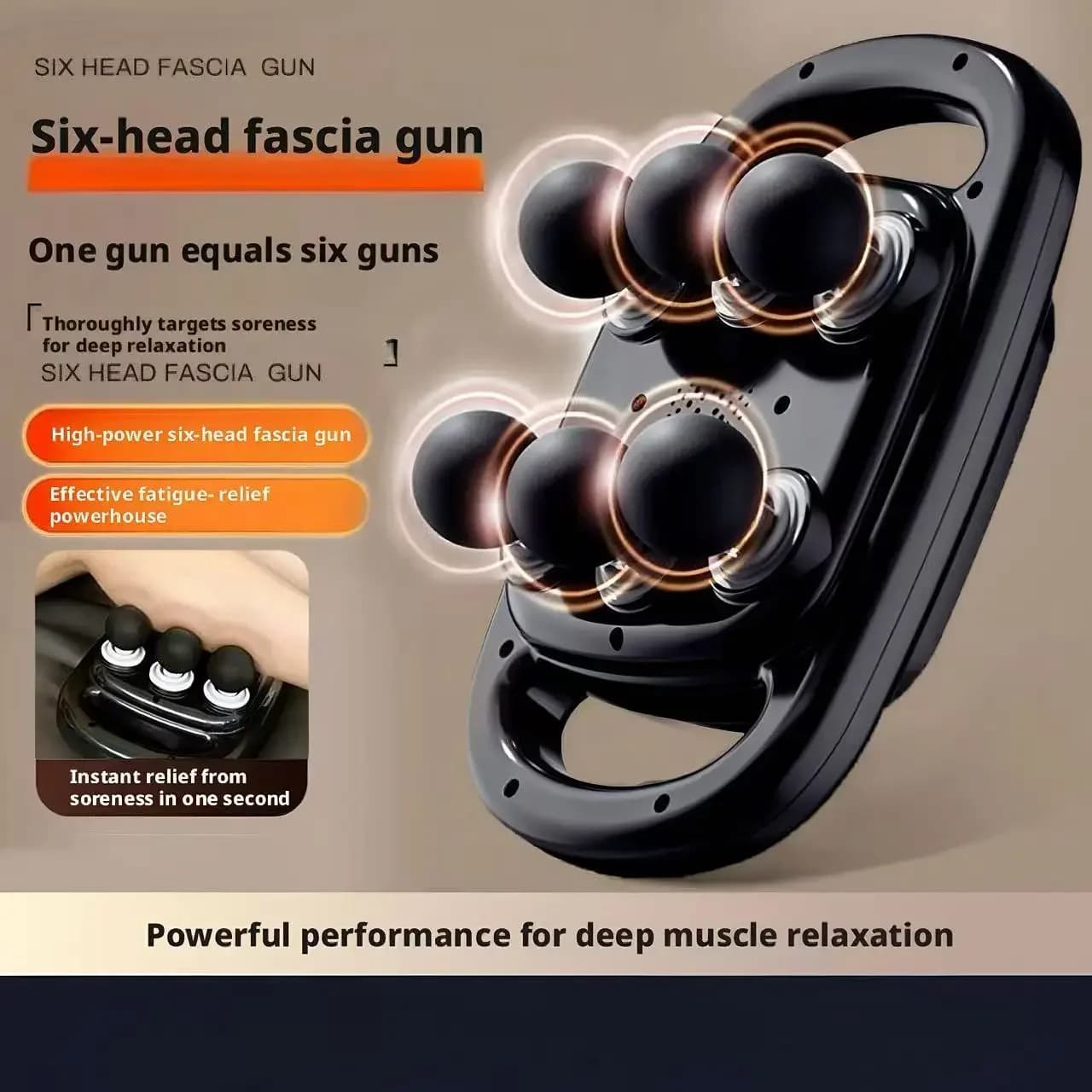Pistola Massaggiante Professionale a 6 Testine ad Alta Potenza, Massaggiatore Elettrico per Tessuti Profondi, Rilassamento Muscolare per Palestra, Ufficio, Casa, Massaggio Completo del Corpo