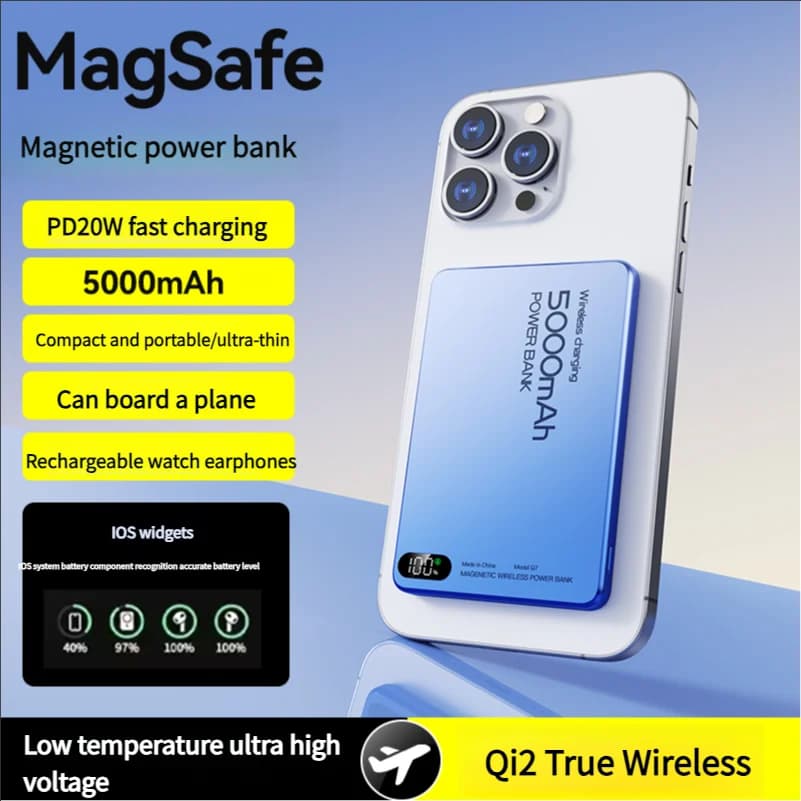 New Travel Thin 10000mah Qi2 PowerBank For MagSafe Magnetic Wireless Fast Charger Portable Battery For iPhone Samsung Airpods