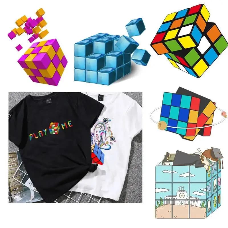 Intrattenimento cubo magico trasferimento di calore ferro su toppe per vestiti fai da te t-shirt adesivi a trasferimento termico stampa decorativa