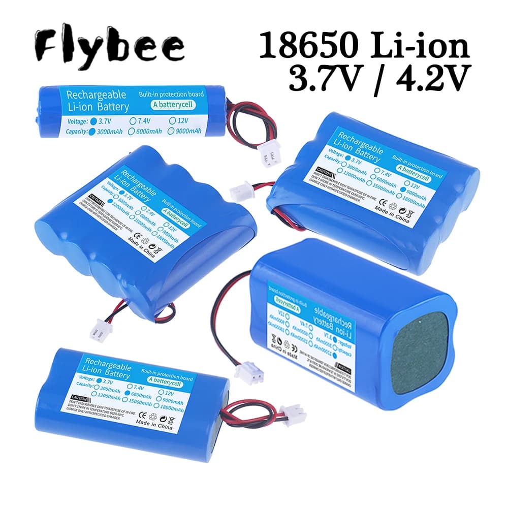 3.7V 1 s2p 1 s3p batteria al litio ricaricabile 3000/6000mah 18650 per luce esterna a LED altoparlante Bluetooth alimentatore di Backup Audio