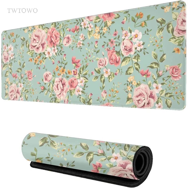 Pink Flower Aesthetics Mouse Pad Gamer XL Large New Custom Mousepad XXL Playmat tappeto Office Soft Computer Mouse Pad Table Mat