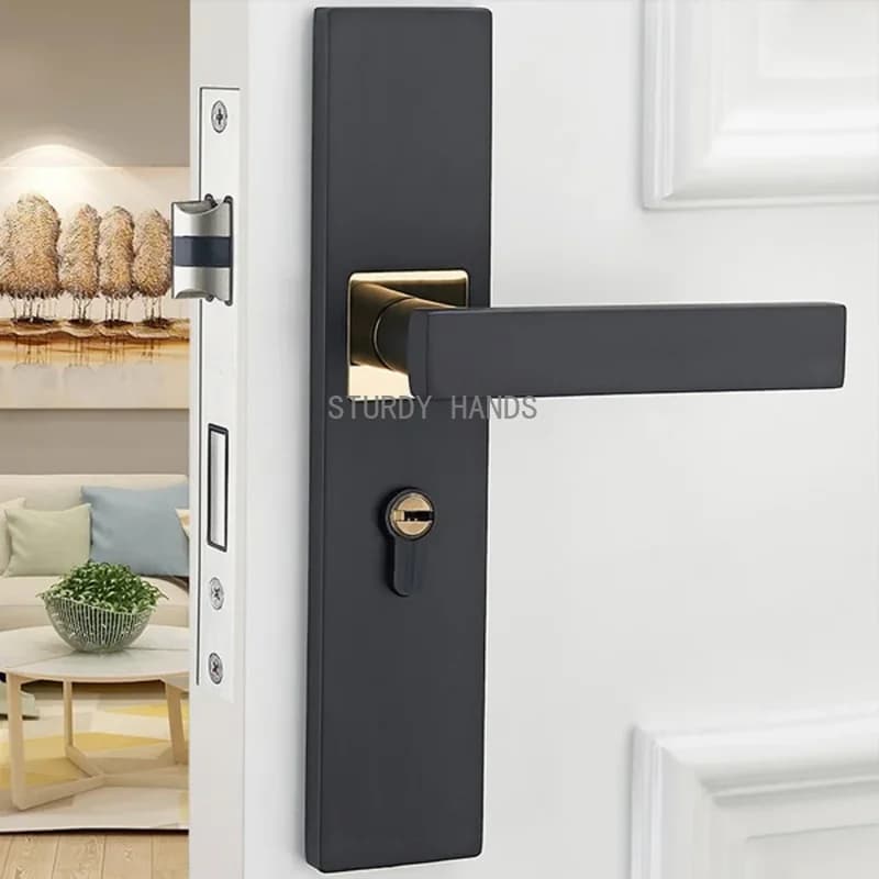 1 set di serratura silenziosa per interni in lega di alluminio con maniglia robusta, cucina, camera da letto, serratura per porta in legno di casa con chiave inclusa