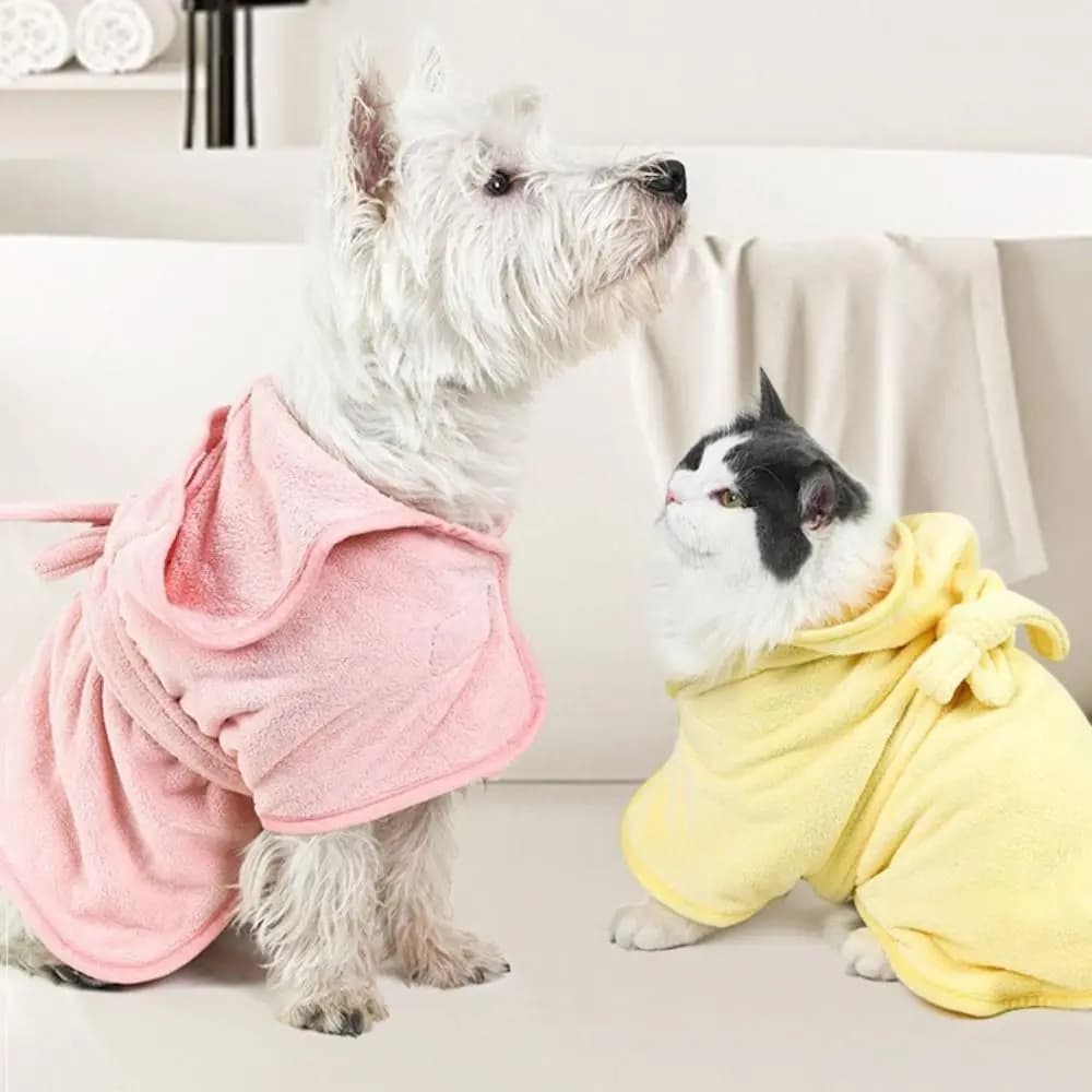 Simpatici accappatoi per animali super assorbenti Accappatoio per cani addensato ad asciugatura rapida Morbido asciugamano da bagno con cappuccio anti-freddo Balneazione per animali domestici