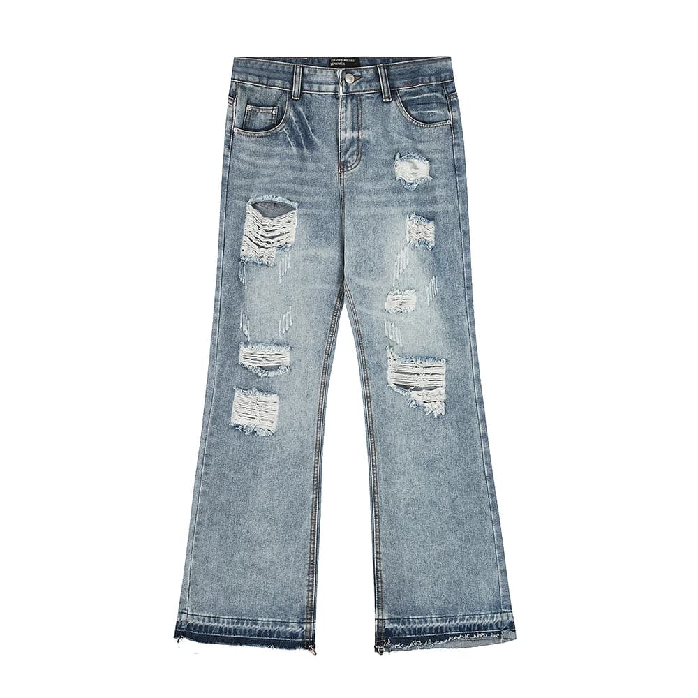 Jeans da uomo Streetwear Boot Cut Harajuku Pantaloni larghi larghi in denim Pantaloni jeans larghi lavati effetto consumato oversize